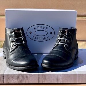 steve madden elect cap toe leather boot